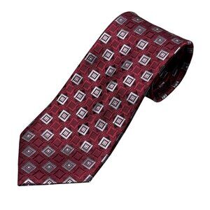 Stafford Tie 100% Silk Red Blocks Pattern 3.25"
